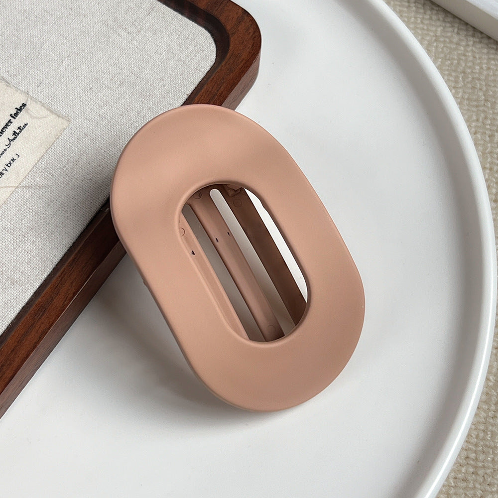 Oval Flat Claw Hair Clip - 3.3in_clay