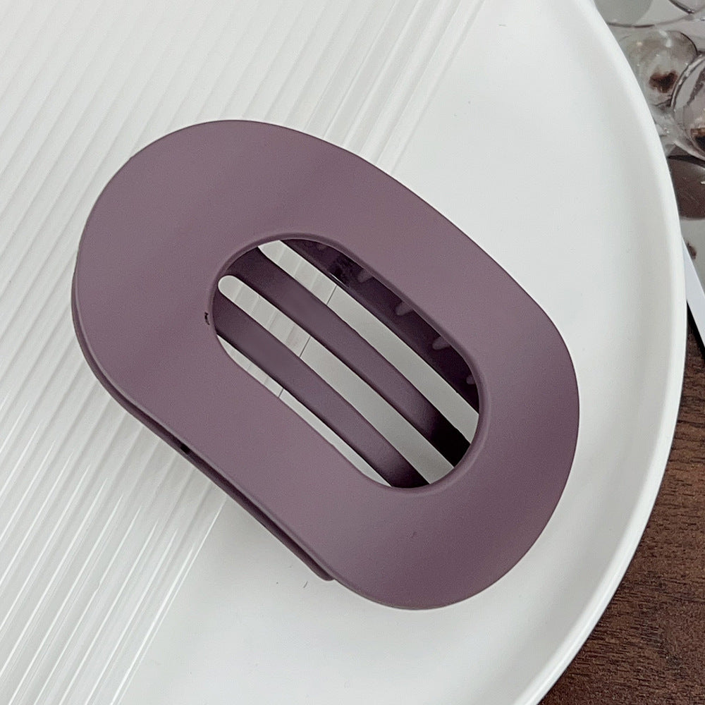 Oval Flat Claw Hair Clip - 4.4in_Purple
