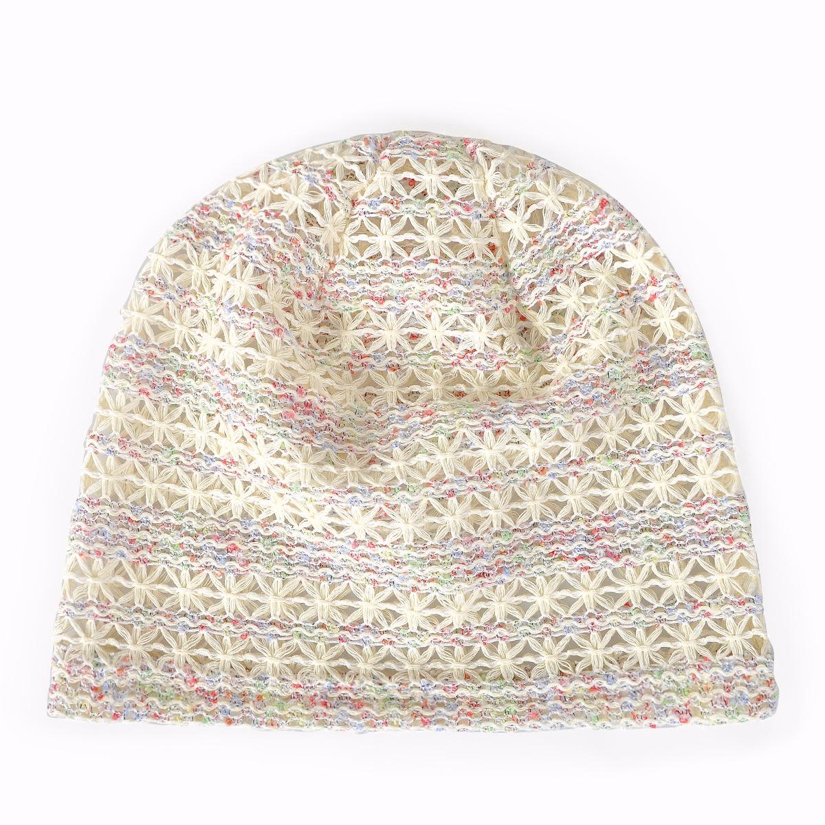 Open Knit Crochet Slouchy Beanie - Beige
