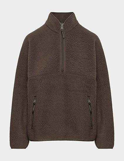 Sherpa Fleece Half Zip Funnel Neck Pullover