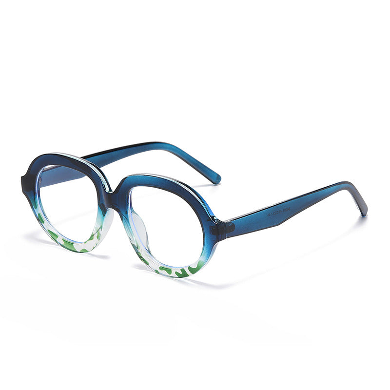 Oversized Round Acetate Frame Sunglasses - Blue-2