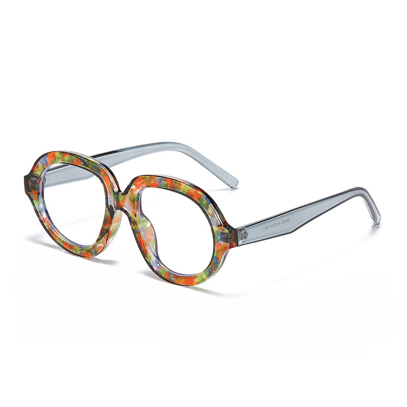 Oversized Round Acetate Frame Sunglasses - Grey-2