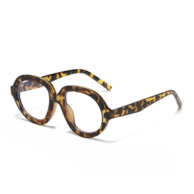 Oversized Round Acetate Frame Sunglasses - Leopard-2