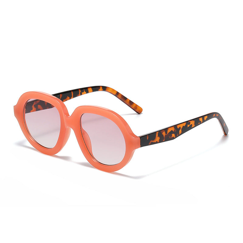 Oversized Round Acetate Frame Sunglasses - Pink-1
