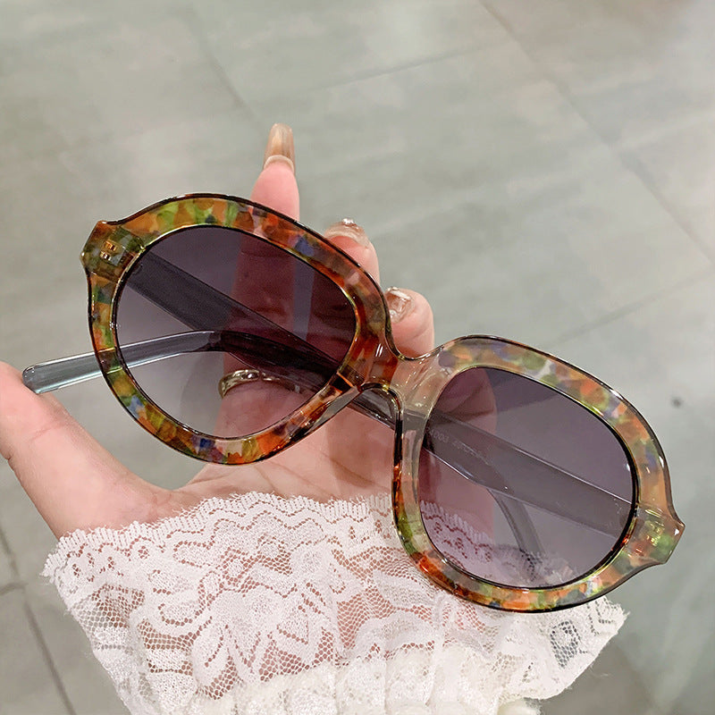 Oversized Round Acetate Frame Sunglasses