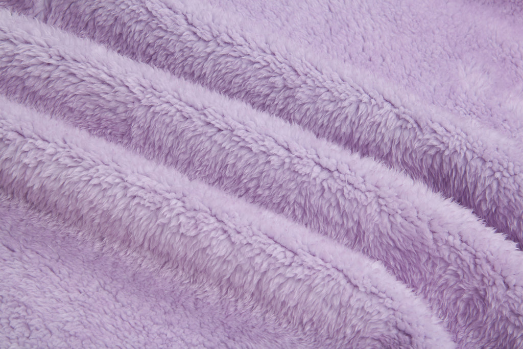 Shawl Hood Teddy Fleece Cocoon Coat - violet - 10
