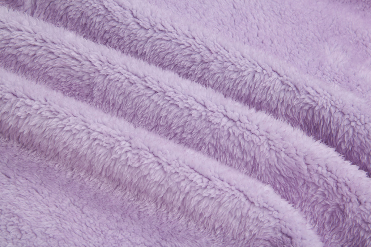 Shawl Hood Teddy Fleece Cocoon Coat - violet - 10