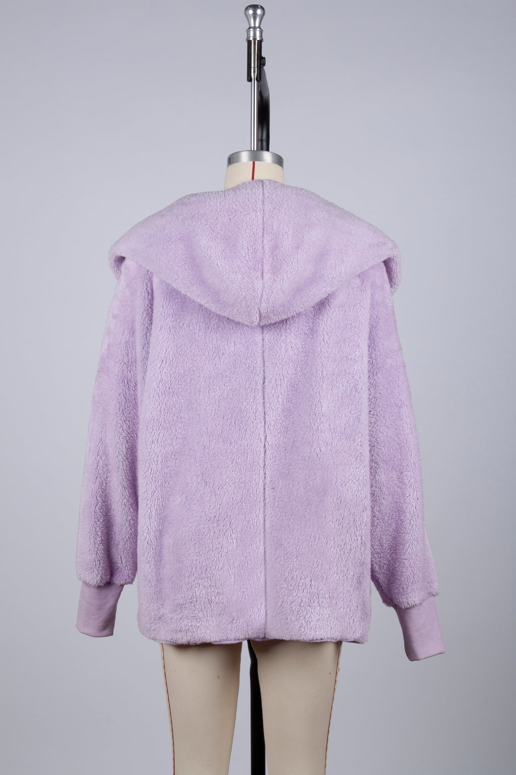 Shawl Hood Teddy Fleece Cocoon Coat - violet - 12