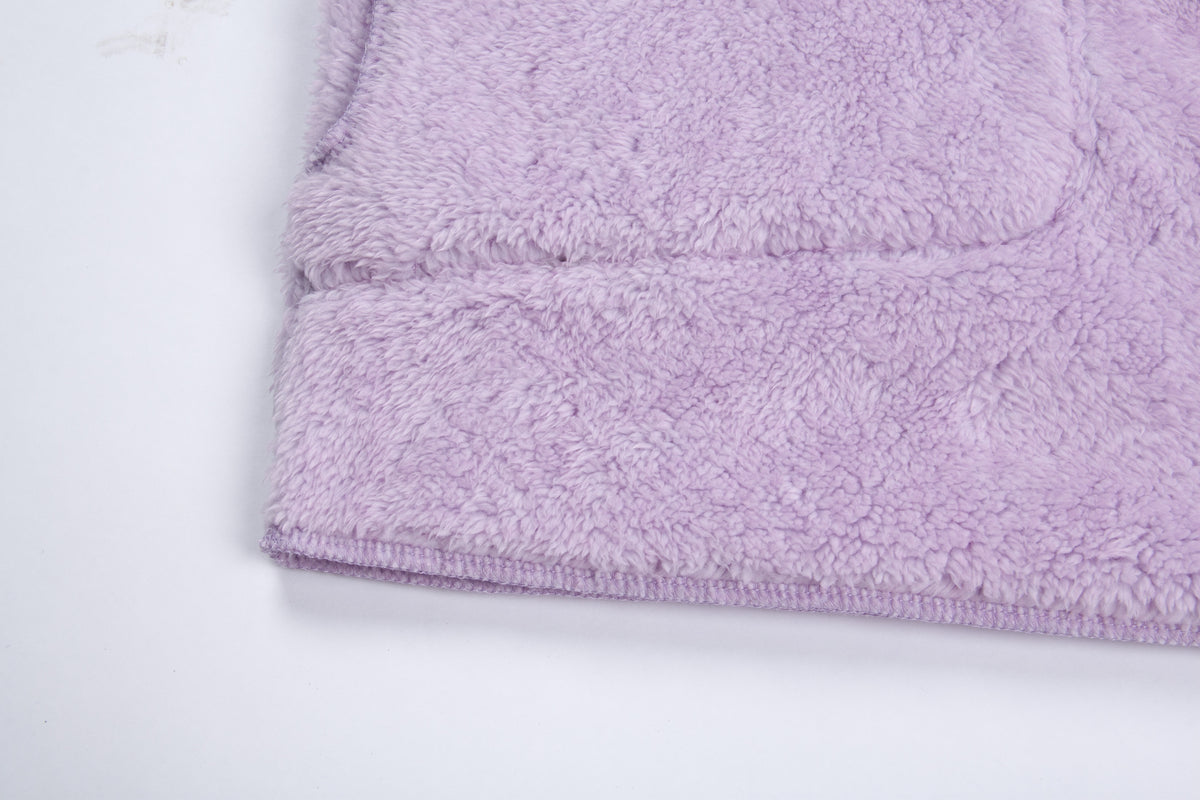 Shawl Hood Teddy Fleece Cocoon Coat - violet - 9