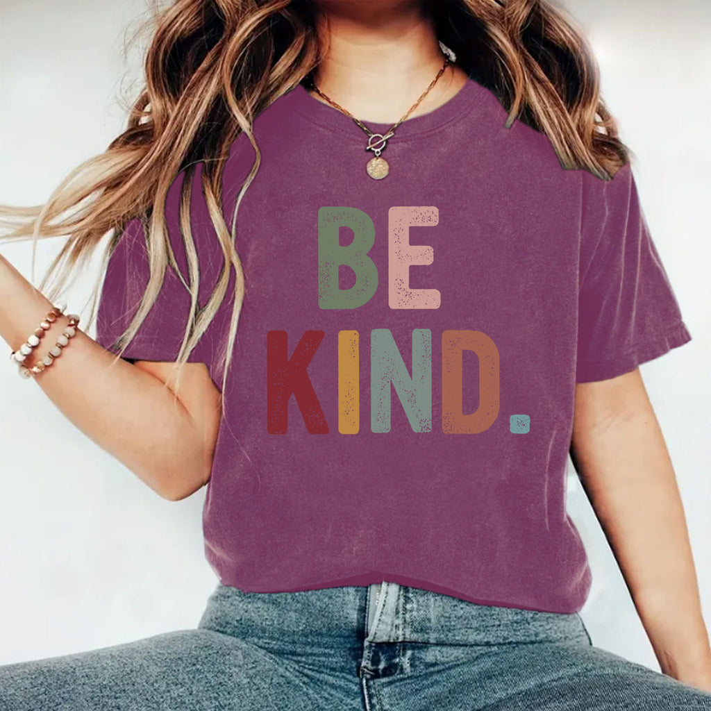 Be Kind Lettering Short Sleeve Tee - Berry