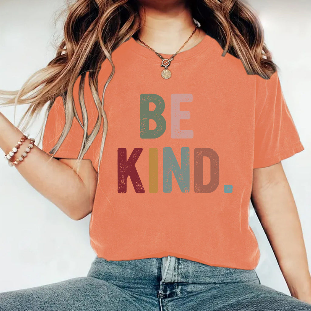 Be Kind Lettering Short Sleeve Tee - Orange