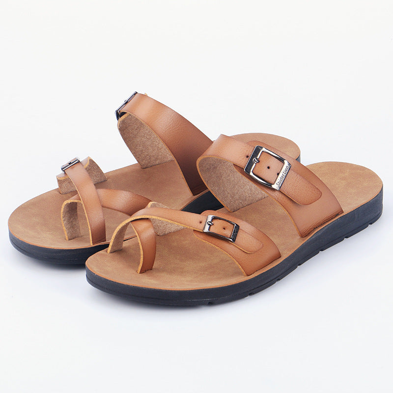 Toe Loop Buckle Slide Sandals - Yellow