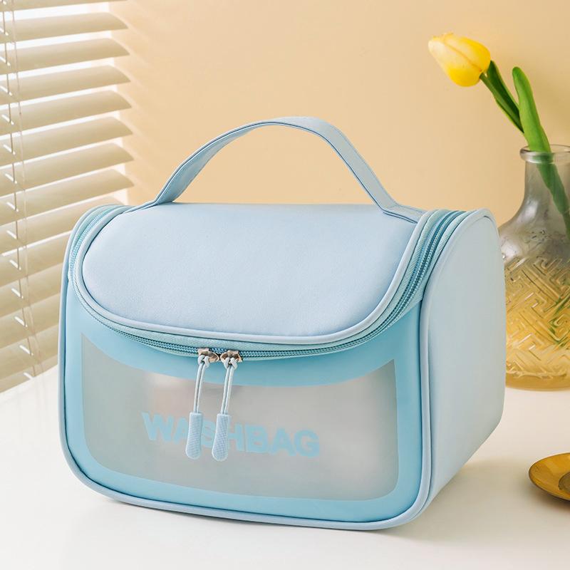 Transparent Travel Toiletry Bag With Hook - Blue