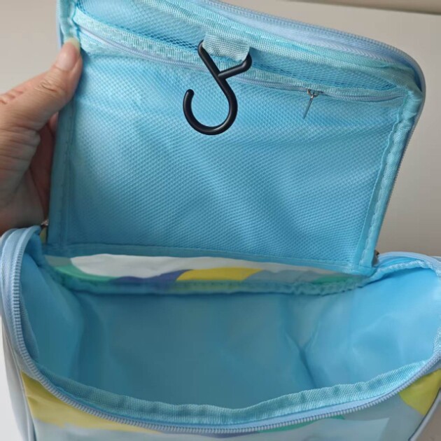 Transparent Travel Toiletry Bag With Hook - CBlue - 1