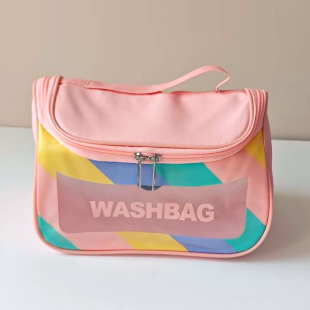 Transparent Travel Toiletry Bag With Hook - CPink