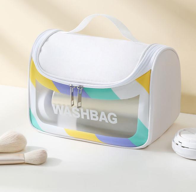 Transparent Travel Toiletry Bag With Hook - CWhite
