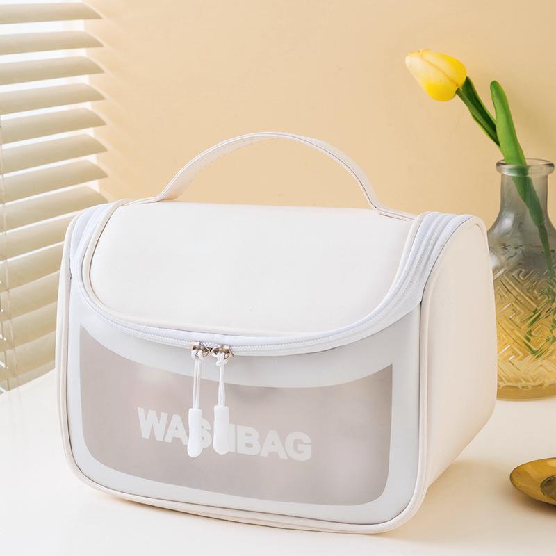 Transparent Travel Toiletry Bag With Hook - White
