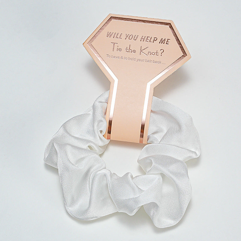 Soft Satin Scrunchie Hair Tie - White