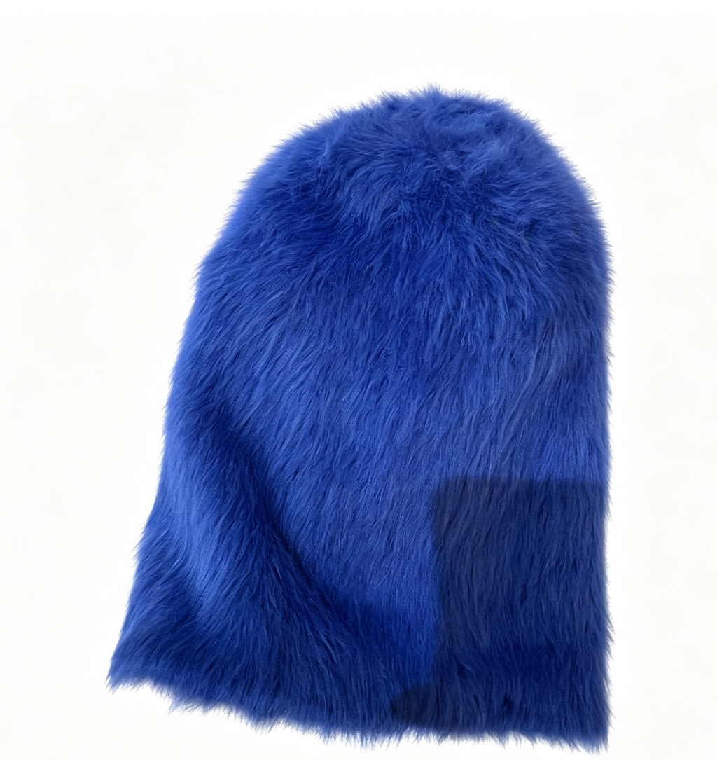 Fuzzy Slouchy Winter Beanie With Long Pile Texture - Blue - 6