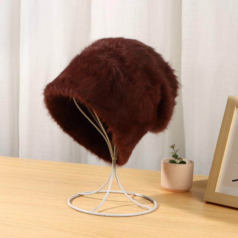 Fuzzy Slouchy Winter Beanie With Long Pile Texture - Coffee