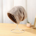 Fuzzy Slouchy Winter Beanie With Long Pile Texture - Khaki