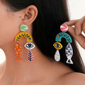 Whimsical Eye and Fish Charm Earrings - Color_01