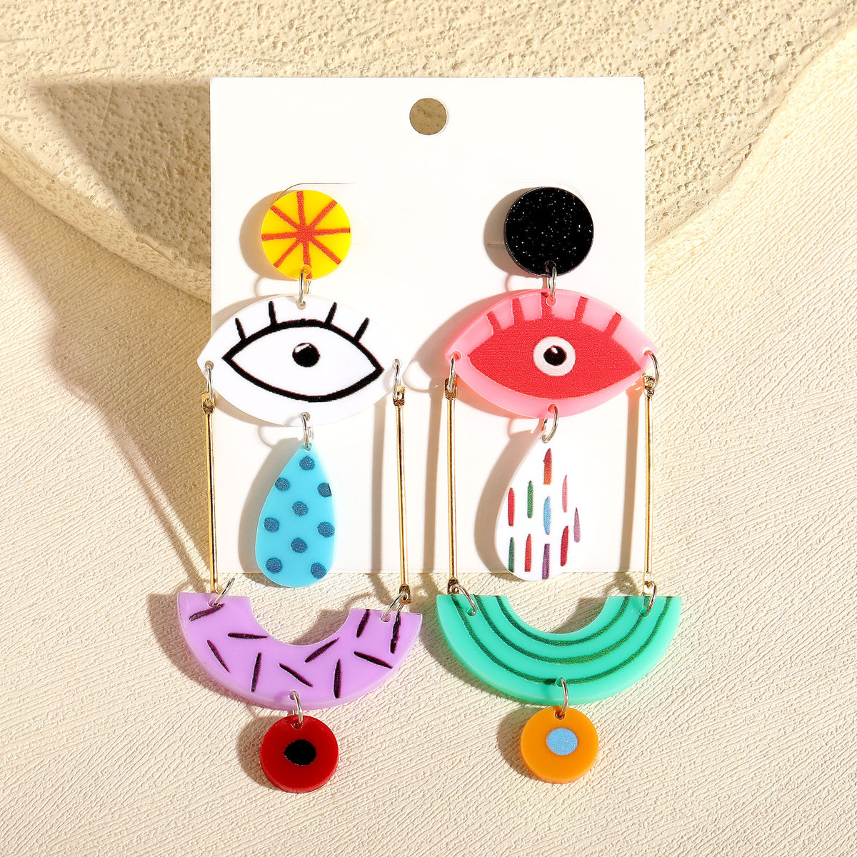 Whimsical Eye and Fish Charm Earrings