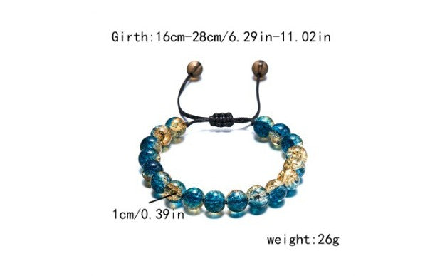 Gradient Crackle Glass Bead Adjustable Bracelet - view 2
