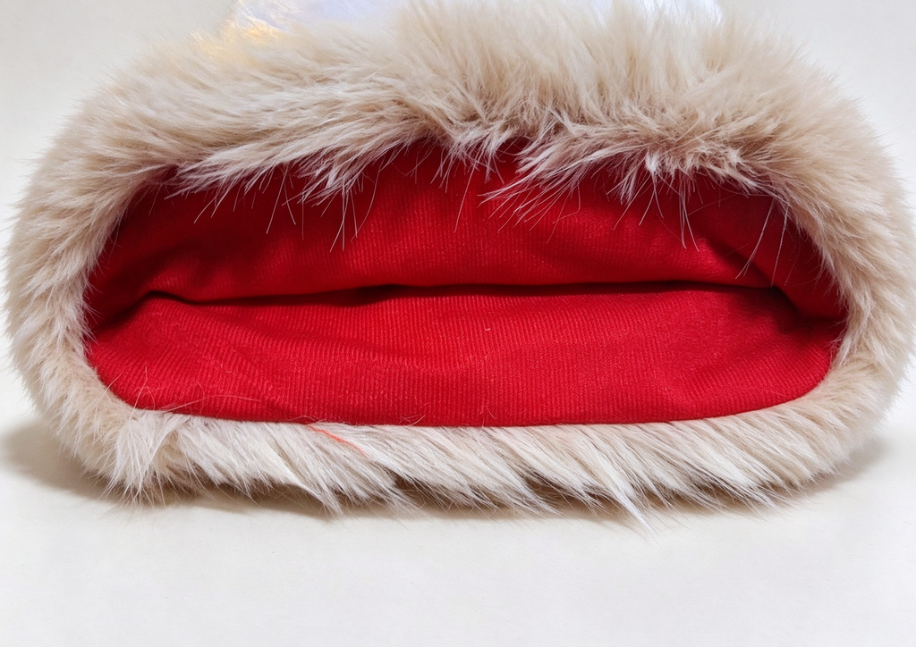 Shaggy Faux Fur Brim Santa Beanie with Long Tail - Red - 2