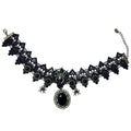Black Lace Spider Cameo Choker Necklace - Black
