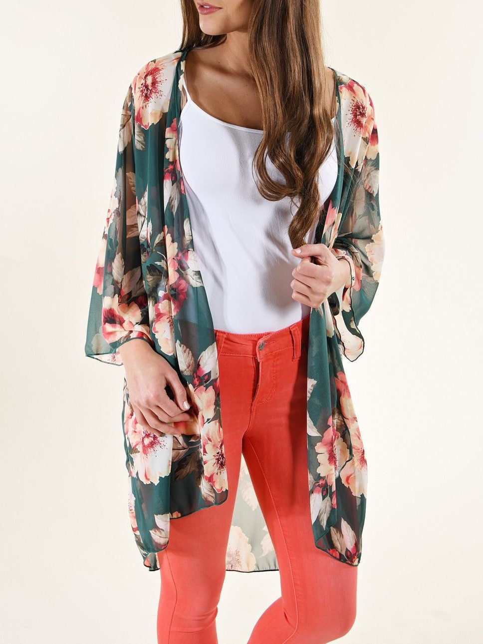 Sheer Chiffon Open Kimono Cardigan - Color_14