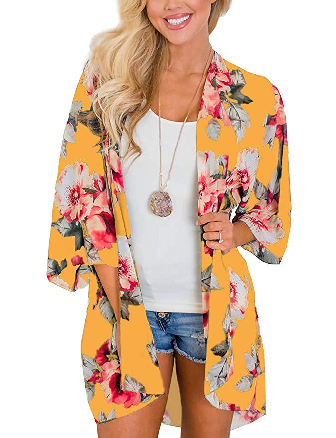 Sheer Chiffon Open Kimono Cardigan - Color_8