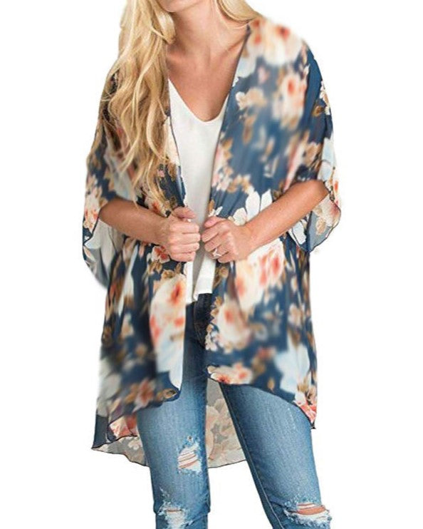 Sheer Chiffon Open Kimono Cardigan - Color_9