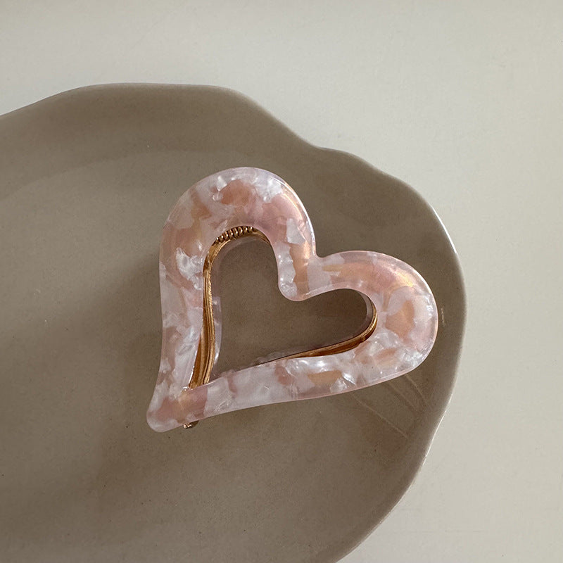 Heart Cutout Acetate Claw Clip - Pink