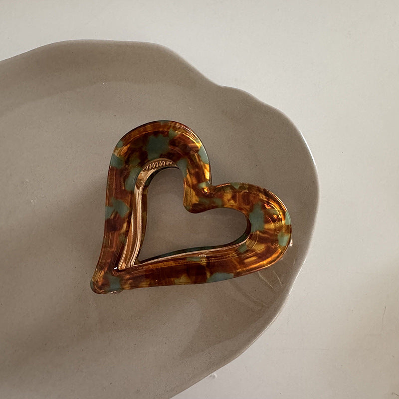 Heart Cutout Acetate Claw Clip - Tortoise