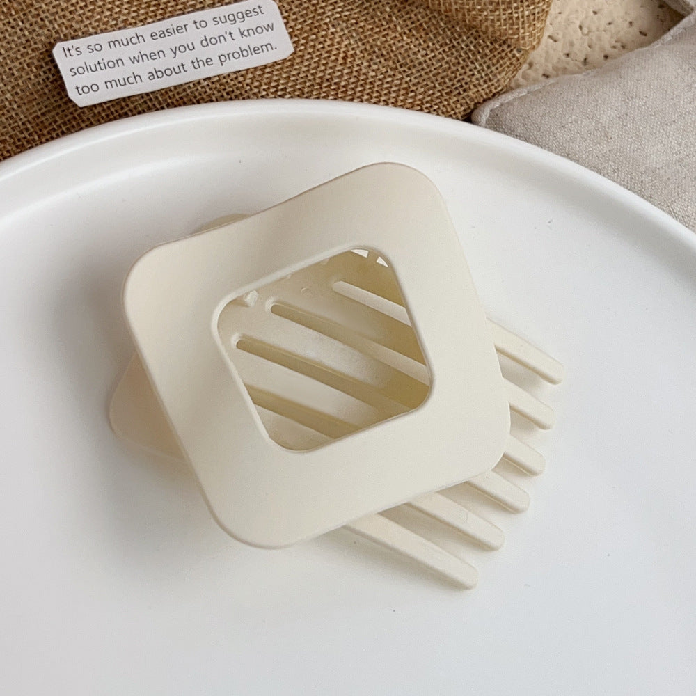 Square Frame Comb Hair Claw Clip - White