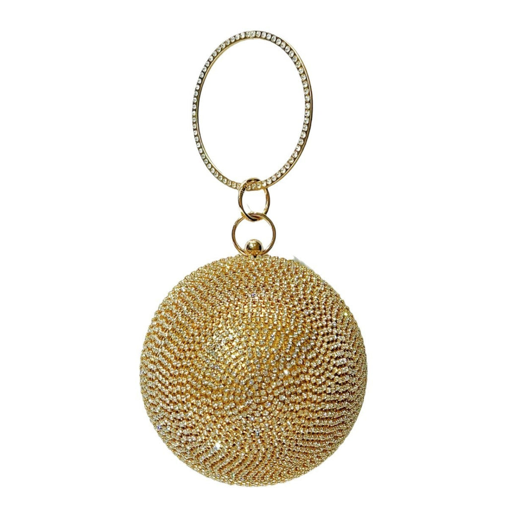 Rhinestone Ball Ring Handle Evening Bag