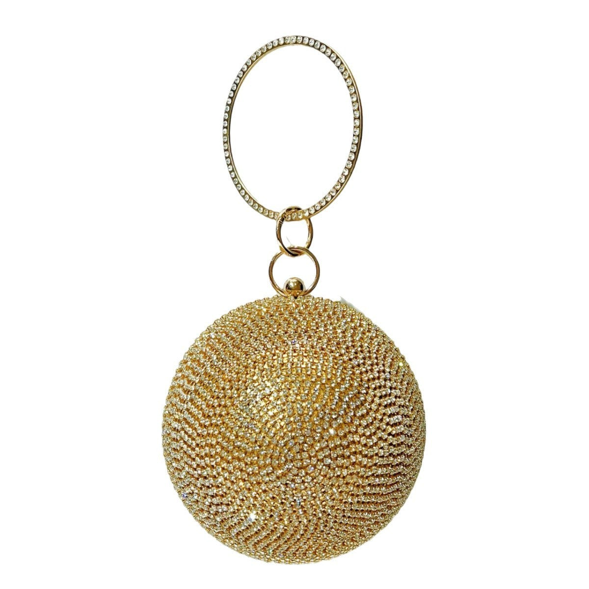 Rhinestone Ball Ring Handle Evening Bag