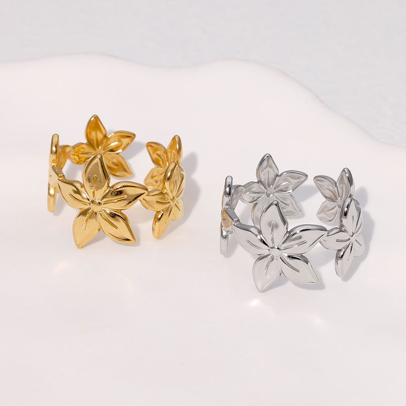 Sculpted Flower Open Statement Ring