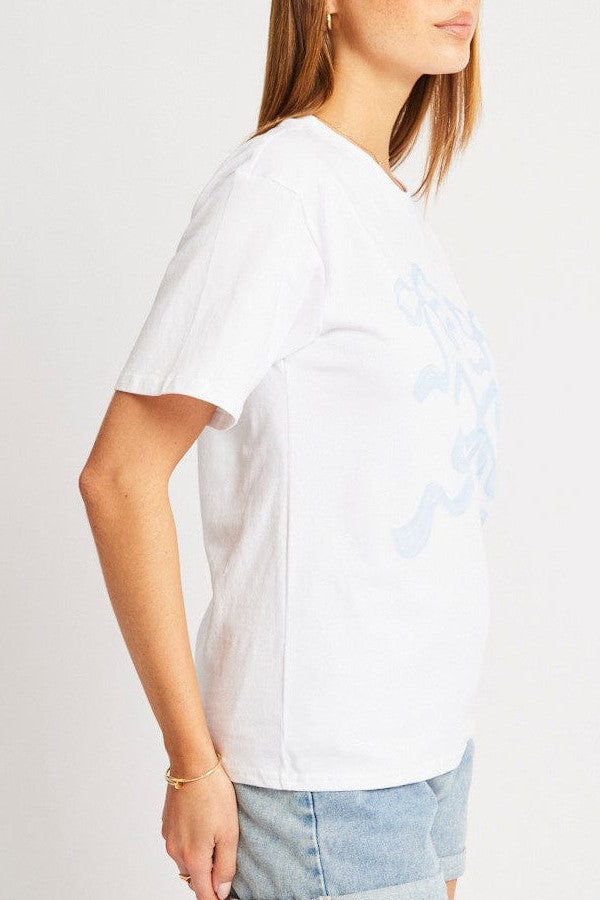 Ribbon Bow Outline Graphic Tee - Blue - 1