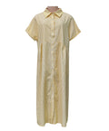 Collared Button Front Maxi Shirt Dress - Yellow