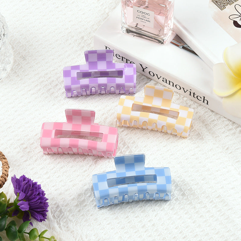 Hollow Rectangle Checkered Hair Claw Clip - view 2