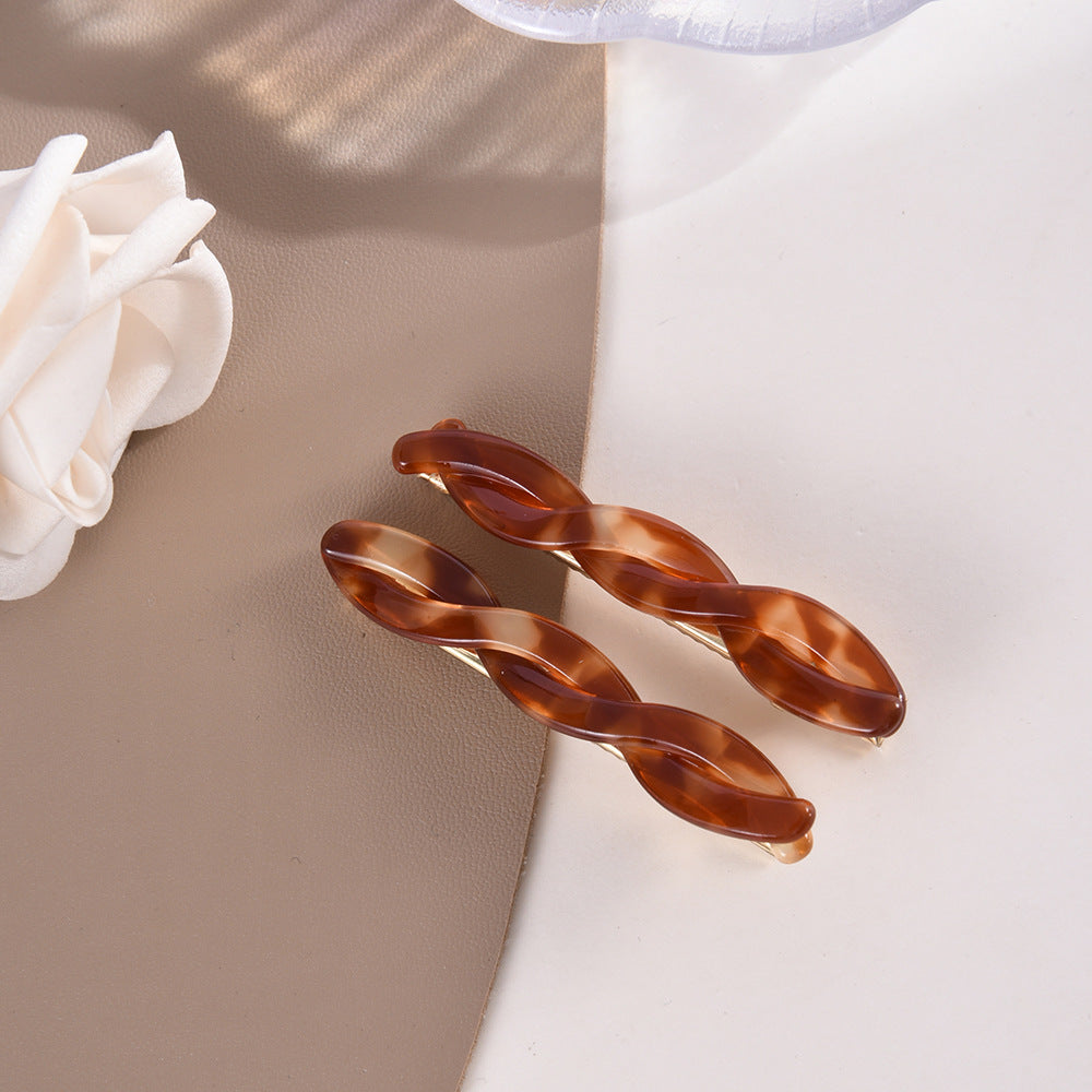 Twisted Acetate Duckbill Hair Slide Set - Amber