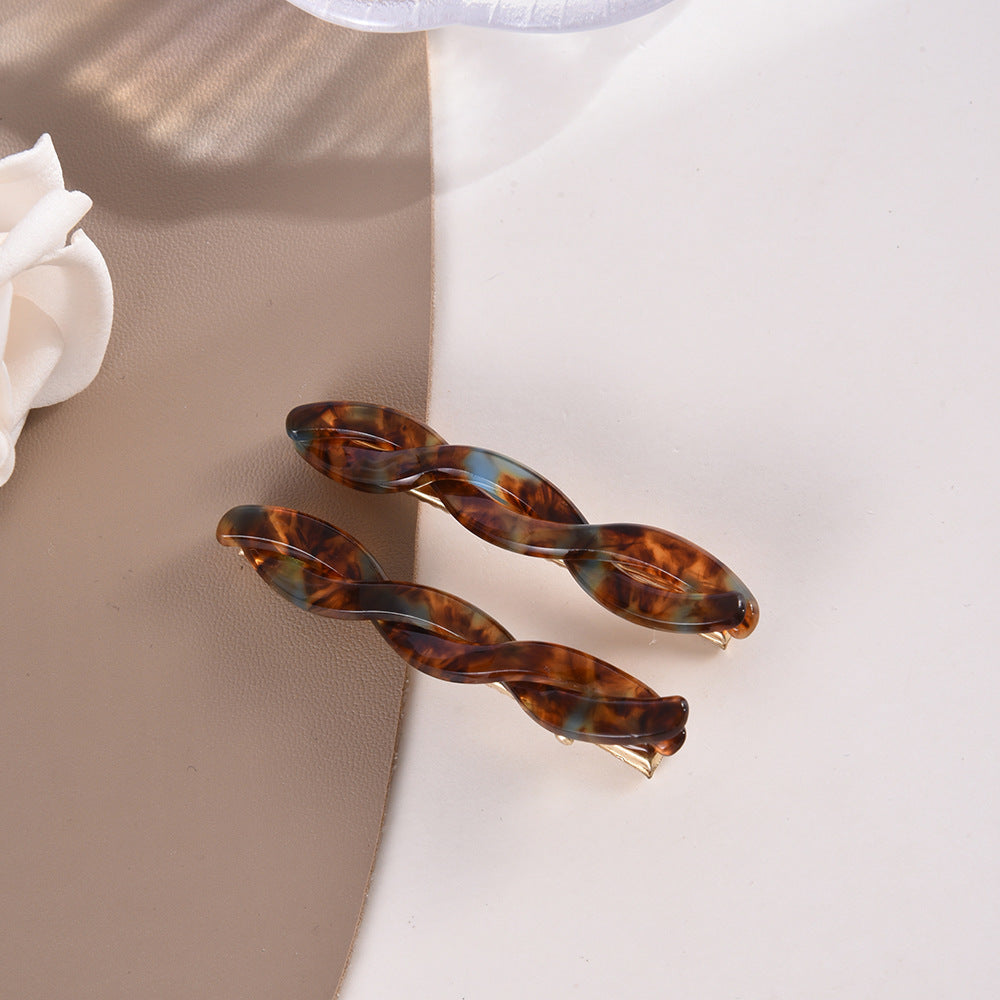 Twisted Acetate Duckbill Hair Slide Set - Brown_1