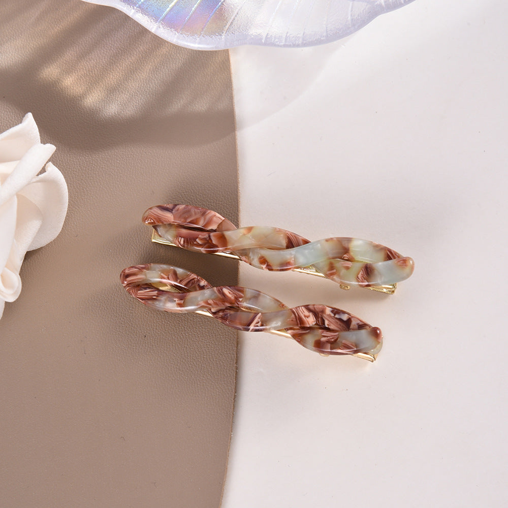 Twisted Acetate Duckbill Hair Slide Set - Brown_2