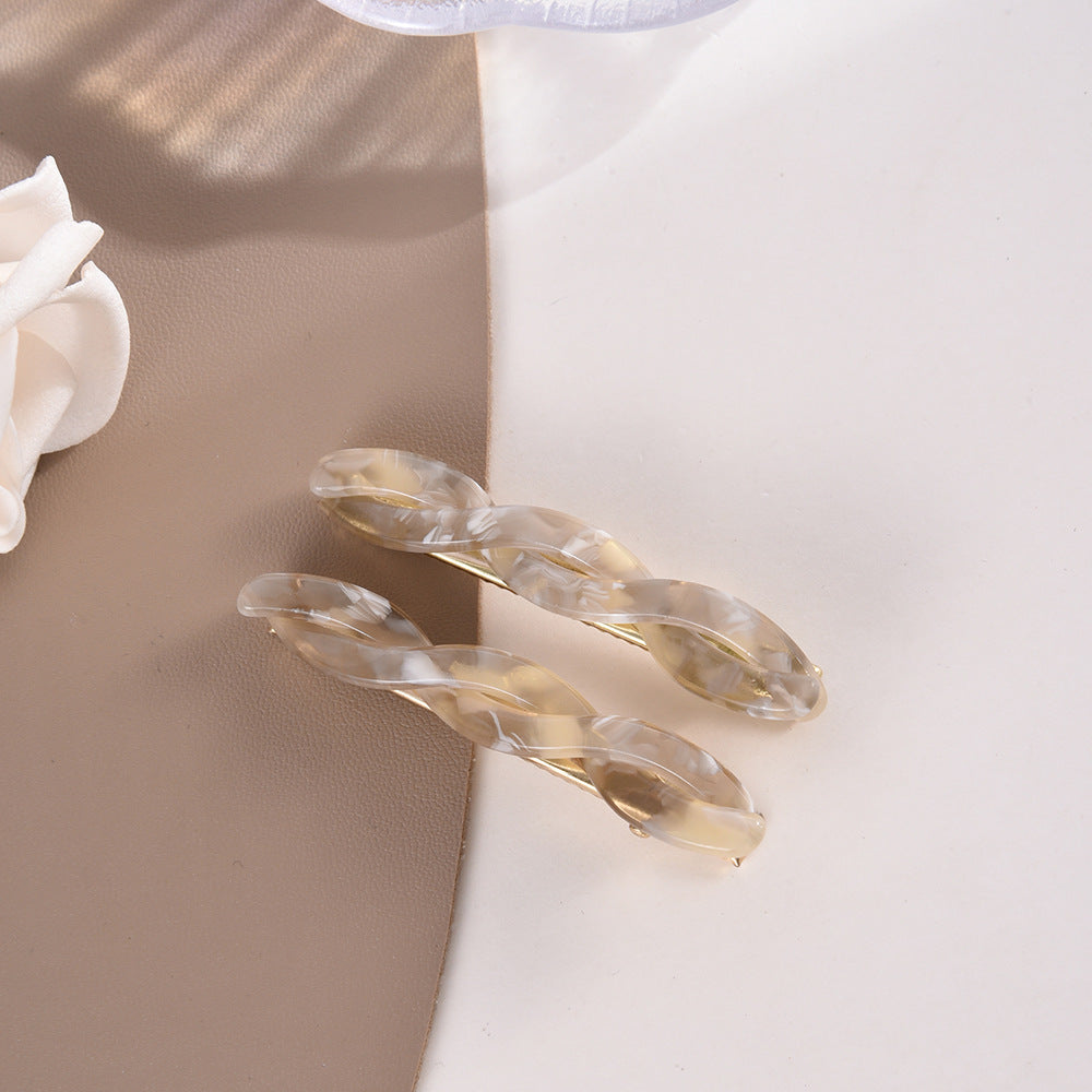 Twisted Acetate Duckbill Hair Slide Set - Gray