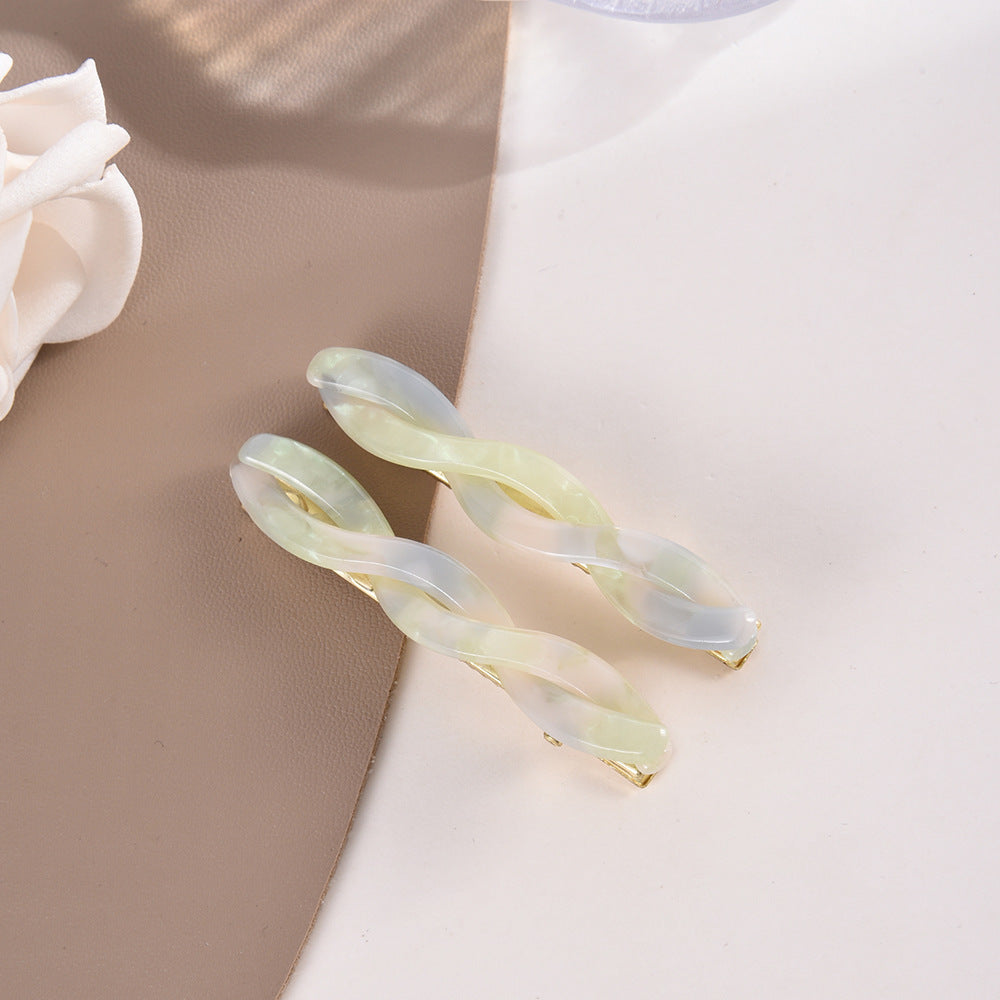 Twisted Acetate Duckbill Hair Slide Set - LightGreen