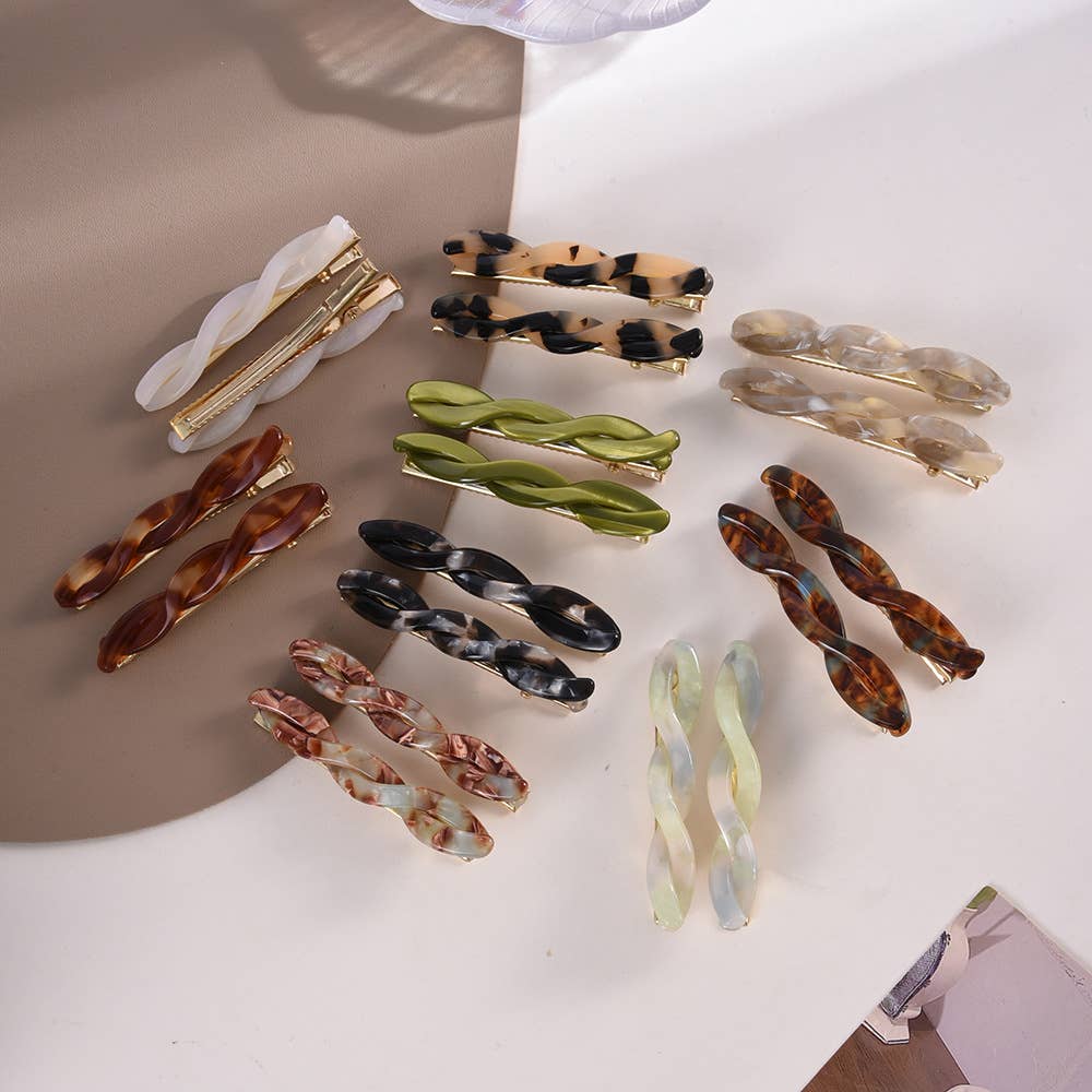 Twisted Acetate Duckbill Hair Slide Set