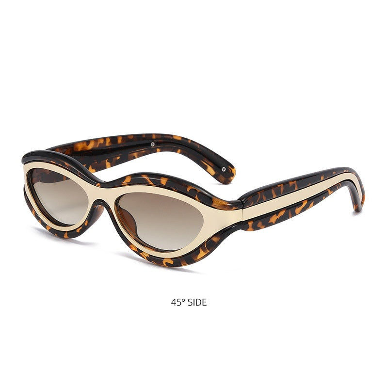 Thick Oval Y2K Sport Wrap Sunglasses - LEOPAR