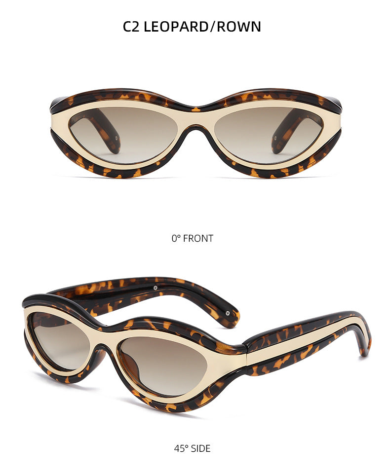 Thick Oval Y2K Sport Wrap Sunglasses - view 3